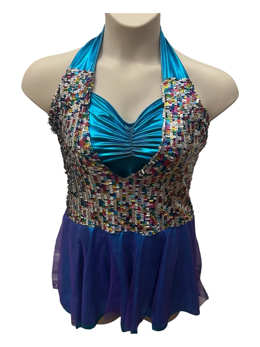 Sequin Halter Blue Adult Dance Costume/or “Pride”Festivities